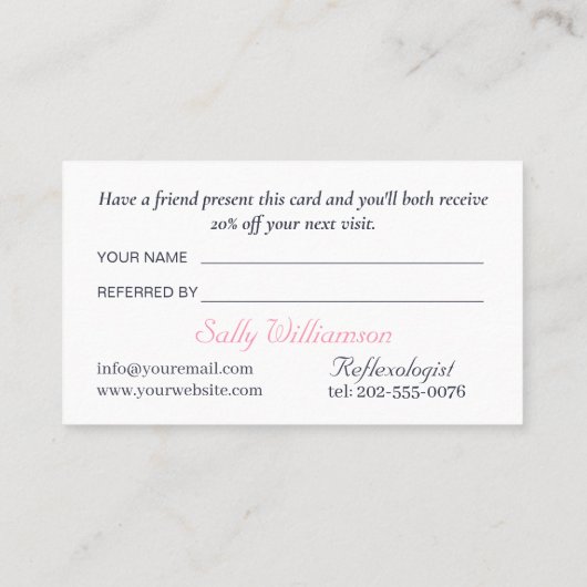 Roze Lotus Flower Moon Business Aanbevelingskaartje (Achterkant)