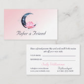 Roze Lotus Flower Moon Business Aanbevelingskaartje (Voorkant / Achterkant)