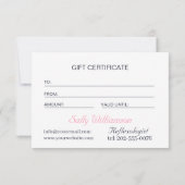 Roze Lotus Flower Moon Zakelijk Cadeaubon (Achterkant)