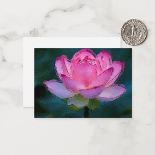 Roze Lotus Flower Notitiekaartje (Voorkant / Achterkant in situ)