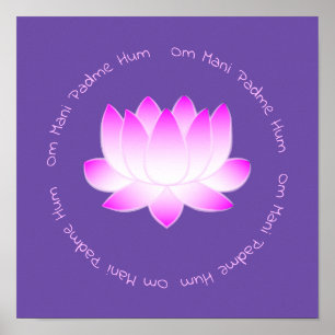 Roze Lotus Flower Om Mani Padme Hum Print