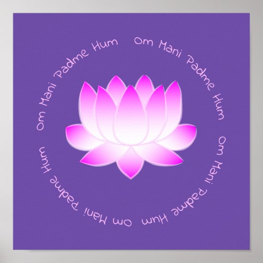 Roze Lotus Flower Om Mani Padme Hum Print (Voorkant)