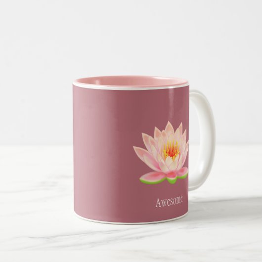Roze Lotus Flower on Roos Gold Tweekleurige Koffiemok (Voorkant rechts)