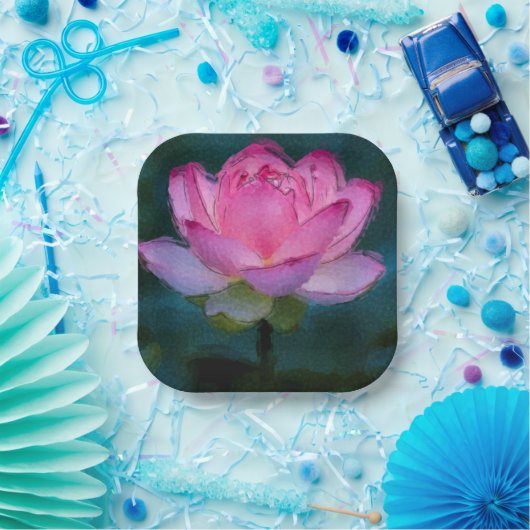 Roze Lotus Flower Papieren Bordje (Feest)