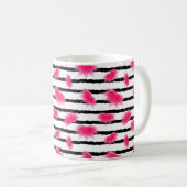 Roze Lotus Flower Pattern met Black Stripes Koffiemok (Voorkant rechts)
