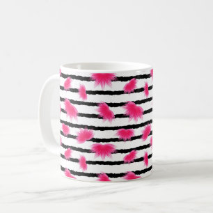 Roze Lotus Flower Pattern met Black Stripes Koffiemok