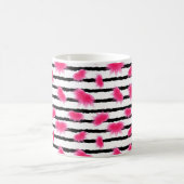 Roze Lotus Flower Pattern met Black Stripes Koffiemok (Center)