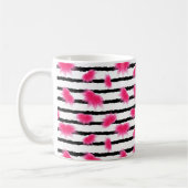 Roze Lotus Flower Pattern met Black Stripes Koffiemok (Links)
