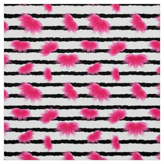 Roze Lotus Flower Pattern met Black Stripes Stof (Swatch)