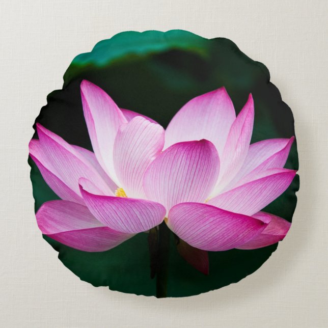 Roze Lotus Flower Rond Kussen (Voorkant)