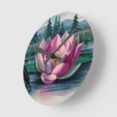 roze Lotus Flower Ronde Klok (Hoek)