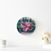 roze Lotus Flower Ronde Klok (Huis)