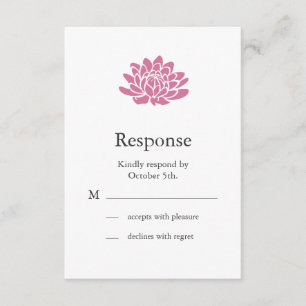 Roze Lotus Flower RSVP (wit) Kaartje