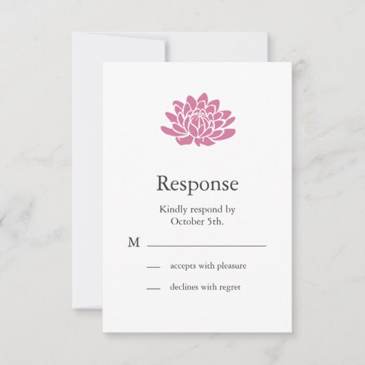 Roze Lotus Flower RSVP (wit) Kaartje (Voorkant)