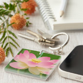 Roze Lotus Flower Sleutelhanger (Voorkant Rechts)