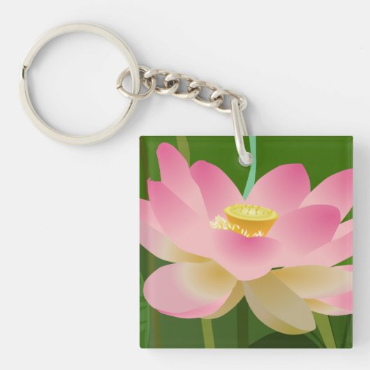 Roze Lotus Flower Sleutelhanger (Voorkant)