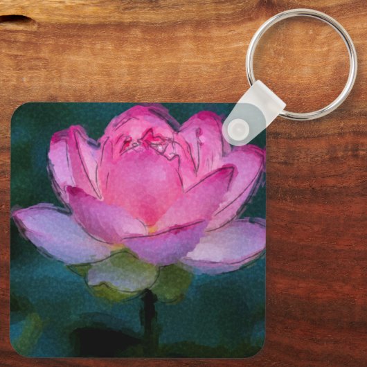 Roze Lotus Flower Sleutelhanger (Achterkant)