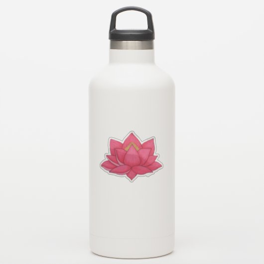 Roze Lotus Flower Sticker (Waterfles)
