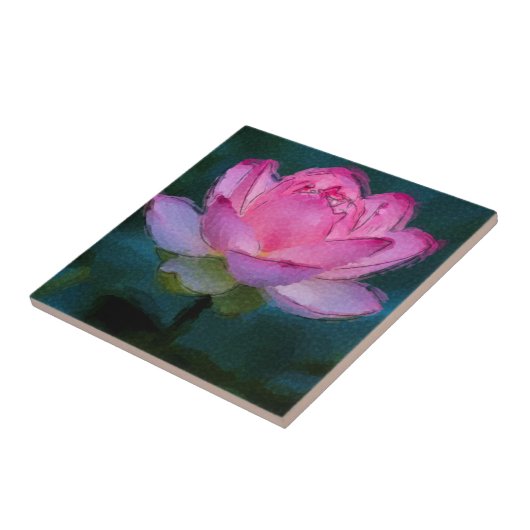 Roze Lotus Flower Tegeltje (Zijkant)