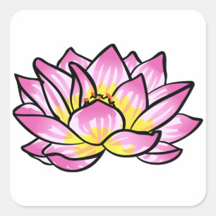 Roze Lotus Flower Vierkante Sticker