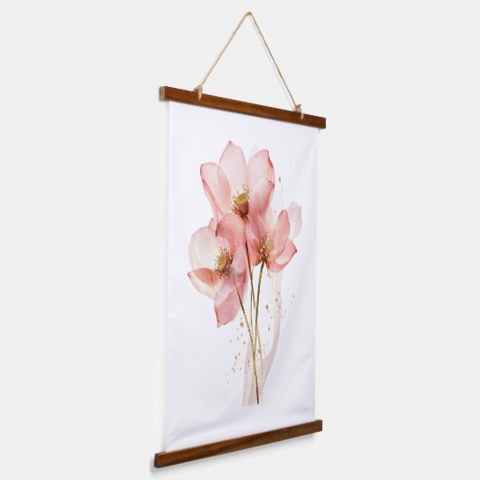 Roze Lotus Flower Water Lily Waterverf ETHERISCH Hangend Wandkleed (Gebogen)