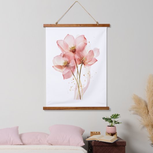 Roze Lotus Flower Water Lily Waterverf ETHERISCH Hangend Wandkleed (Slaapkamer)