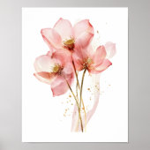 Roze Lotus Flower Water Lily Waterverf ETHERISCH Poster (Voorkant)
