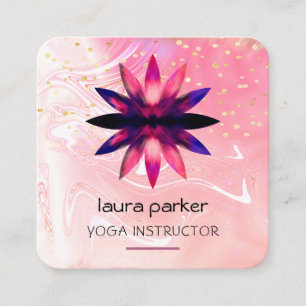 Roze Lotus Flower Waterverf Paint Yoga Holistic Vierkante Visitekaartje