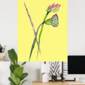 Roze Lotus flower waterverf Poster (Thuiskantoor)