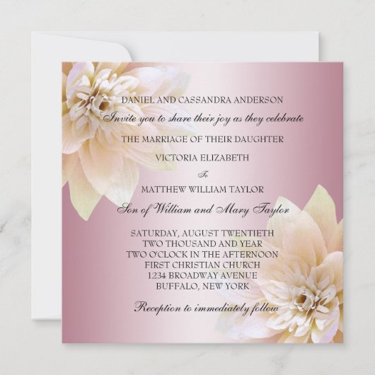 Roze Lotus Flower Wedding Kaart (Voorkant)