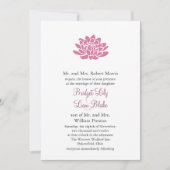 Roze Lotus Flower Wedding-uitnodiging (wit) Kaart (Voorkant)