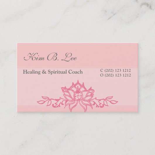 Roze Lotus Flower Yoga Instructor Visitekaartje (Voorkant)