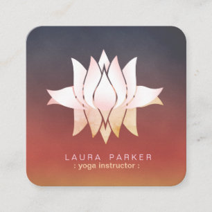 Roze Lotus Flower Yoga Instructor Waterverf Vierkante Visitekaartje