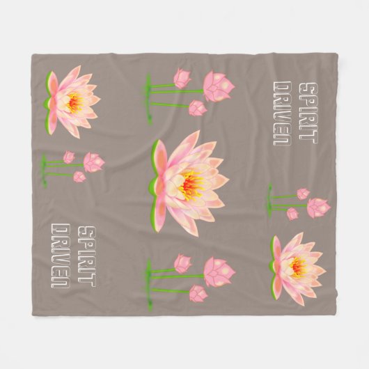Roze Lotus Flowers op Lucky Beige Fleece Deken (Voorkant (Horizontaal))