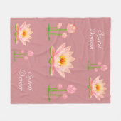 Roze Lotus Flowers op Stusty Roos Color Fleece Deken (Voorkant (Horizontaal))
