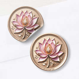 Roze Lotus gesimuleerde Gold Wax Seal Effect Stick Ronde Sticker