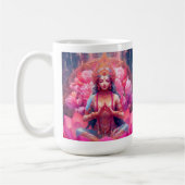 Roze Lotus Godin Lakshmi op Wit Koffiemok (Links)