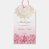 Roze lotus gold mandala Indiaanse bruiloft bedankt Cadeaulabel (Voorkant)