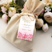 Roze lotus gold mandala Indiaanse bruiloft bedankt Cadeaulabel