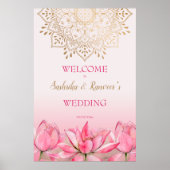 Roze lotus gouden mandala Indiase bruiloft welkom Poster (Voorkant)