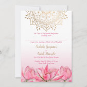 Roze lotus goudmandala Indiaanse bruiloft Kaart (Voorkant)