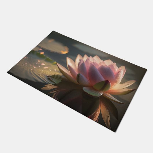 Roze Lotus in de Ochtend Licht Door Mat (Schuin)