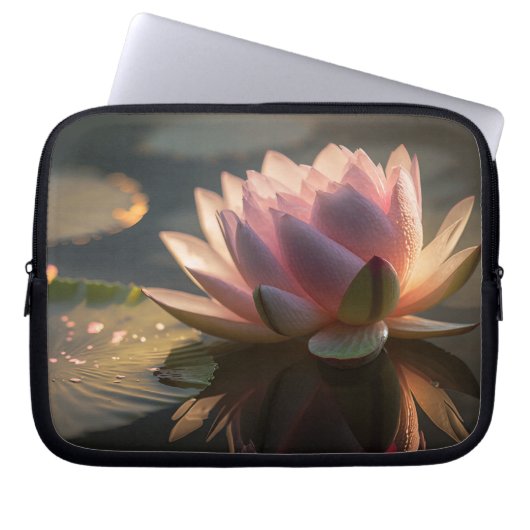 Roze Lotus in de Ochtend Lichte Laptop Tas (Voorkant)