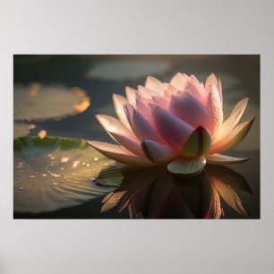 Roze Lotus in het Morgenlicht Poster