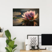 Roze Lotus in het Morgenlicht Poster (Thuiskantoor)