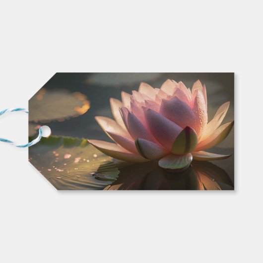 Roze Lotus in het Morning Light Gift Label Cadeaulabel (Achterkant Horizontaal)