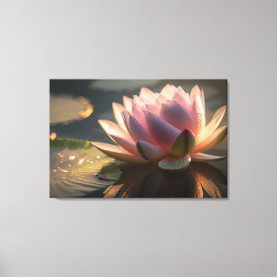 Roze Lotus in Ochtend Licht Uitgerekt Canvas Print