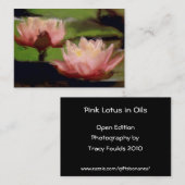 Roze Lotus in Oils ACEO Visitekaartje (Voorkant / Achterkant)