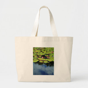 Roze lotus in regen grote tote bag