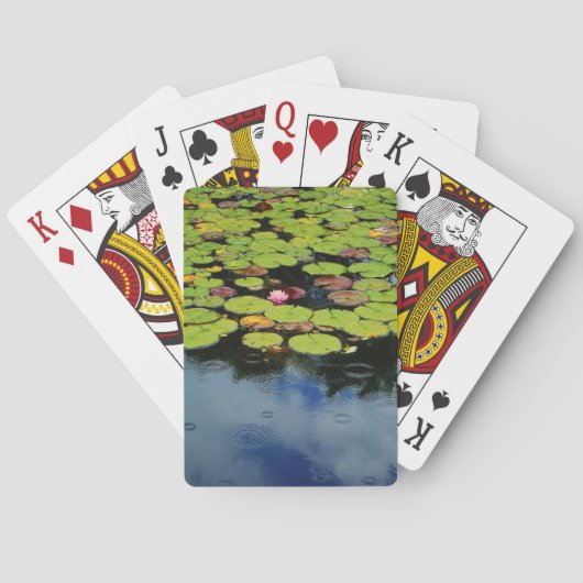 Roze lotus in regen pokerkaarten (Achterkant)